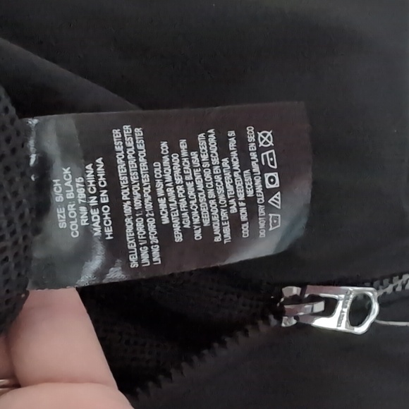 New Lucky Brand Long Black Rain Coat Windbreaker Jacket Packable Small - Picture 12 of 12